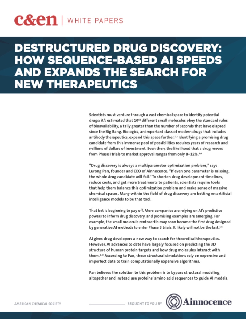 Destructured Drug Discovery — ACS / C&EN White Paper featuring Ainnocence